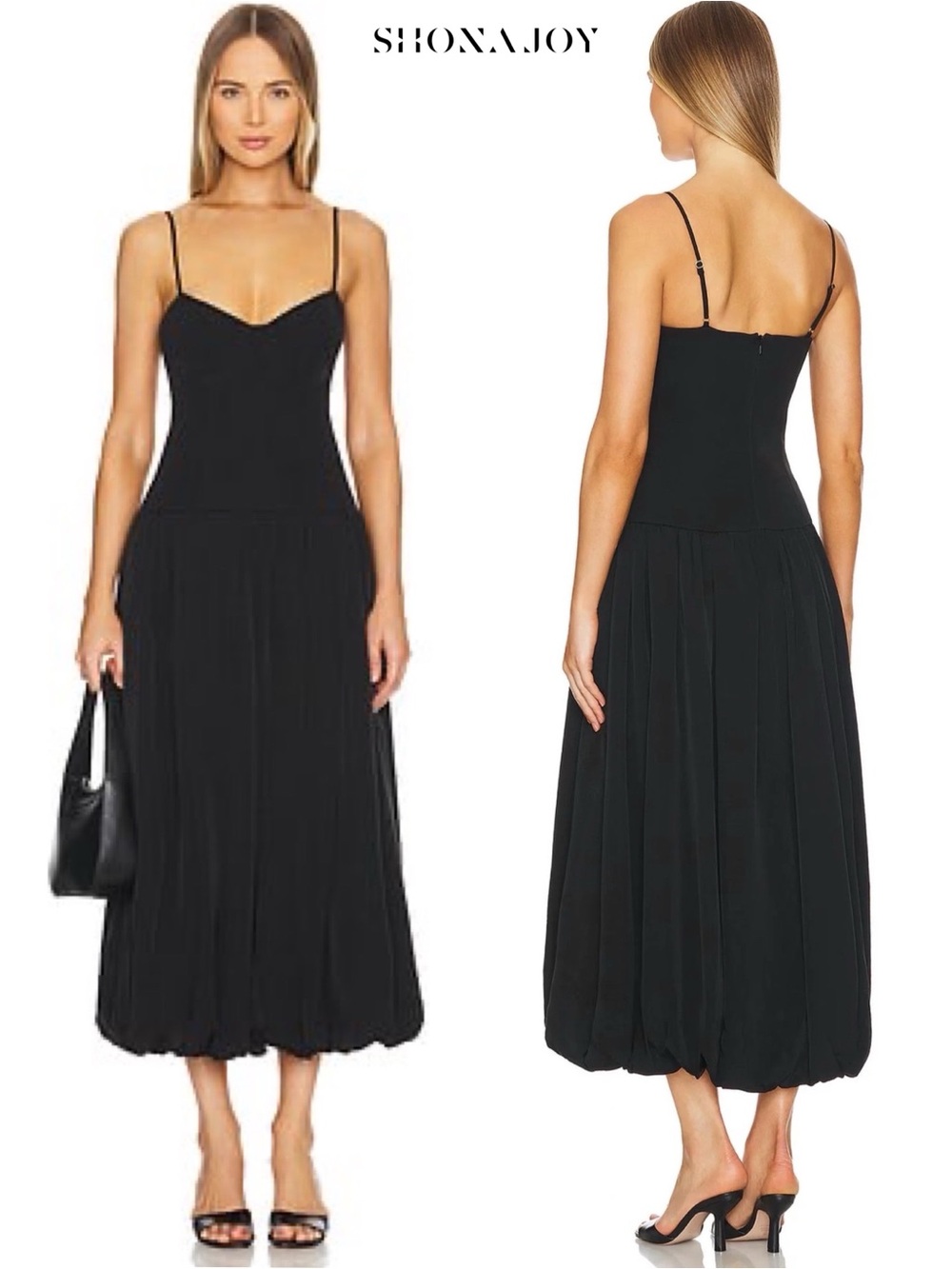 Shona Joy Vento Bustier Bubble Midi Dress Black NWT US 2 AU 6 LBD Drop Waist